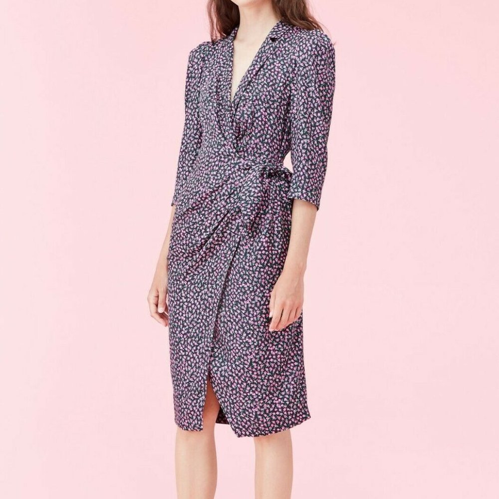 Rebecca Taylor Wild Rose Silk-Blend Wrap Dress